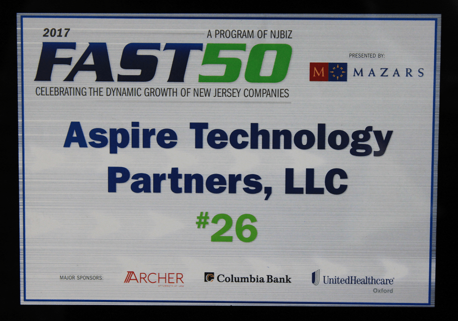 Aspire Ranked #26 on NJBIZ 2017 List of Fastest Growing Companies in NJ Featured Image