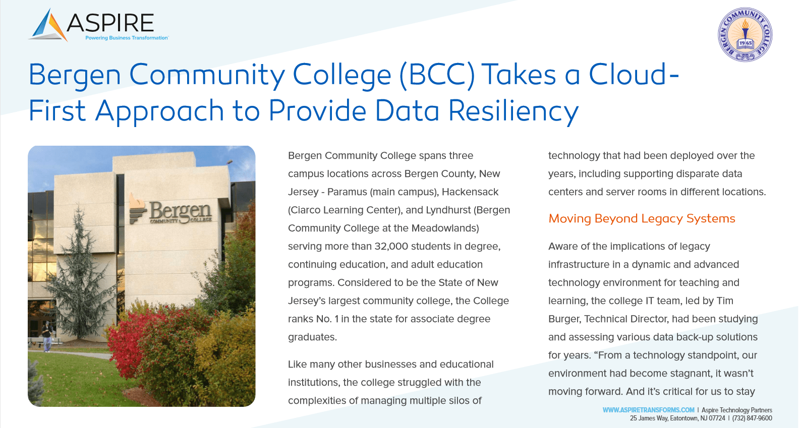 Customer Story: Bergen Community College (BCC) Takes a CloudFirst Approach to Provide Data Resiliency  Featured Image