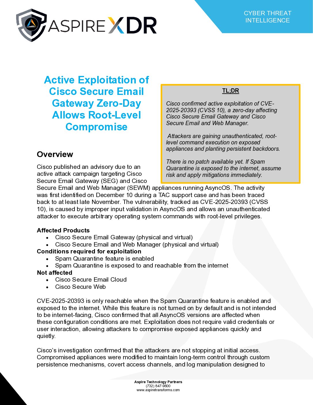 Active Exploitation of Cisco Secure Email Gateway Zero-Day Allows Root-Level Compromise Featured Image