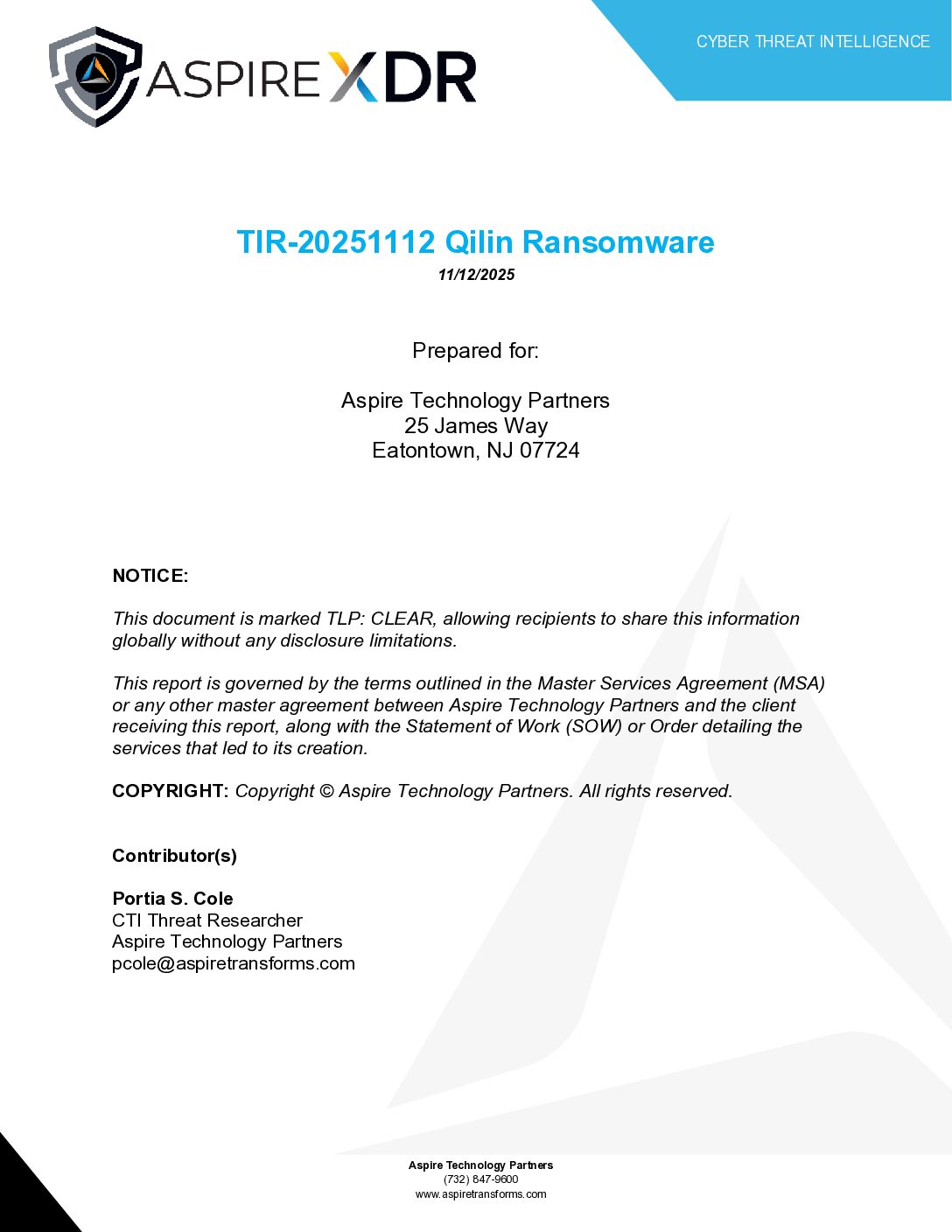 TIR-20251112 Qilin Ransomware Featured Image