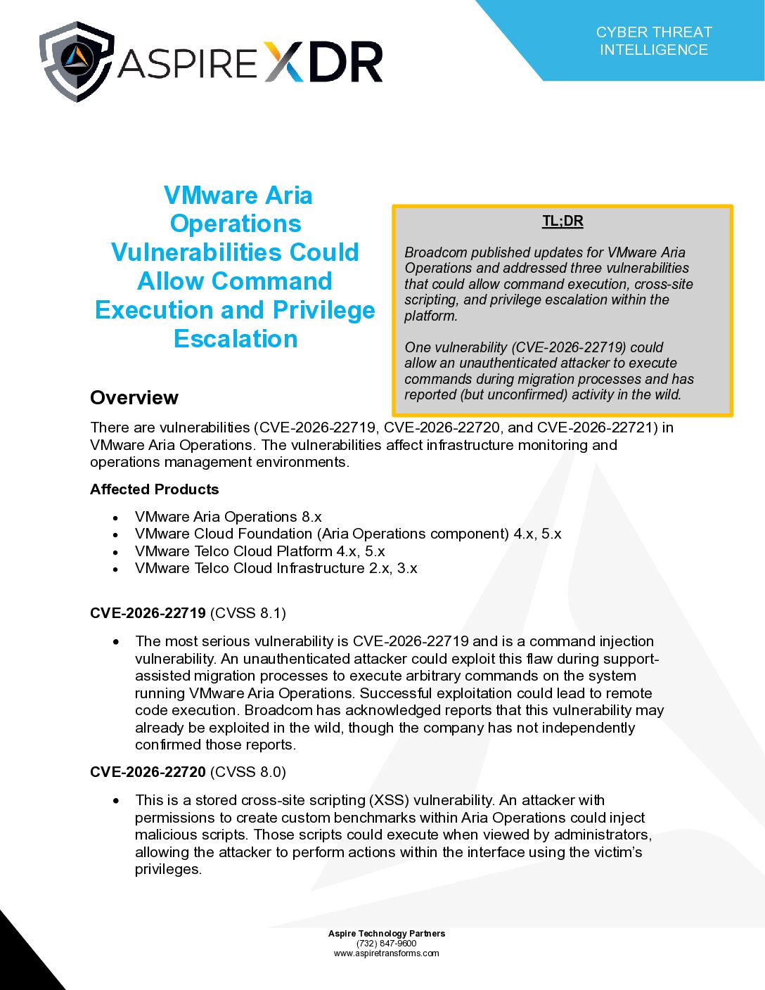 VMware Aria Operations Vulnerabilities Could Allow Command Execution and Privilege Escalation Featured Image