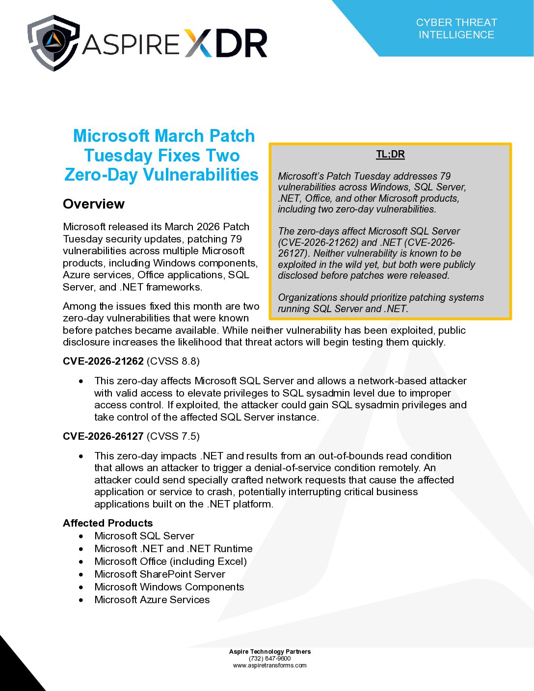Microsoft March Patch Tuesday Fixes Two Zero-Day Vulnerabilities Featured Image