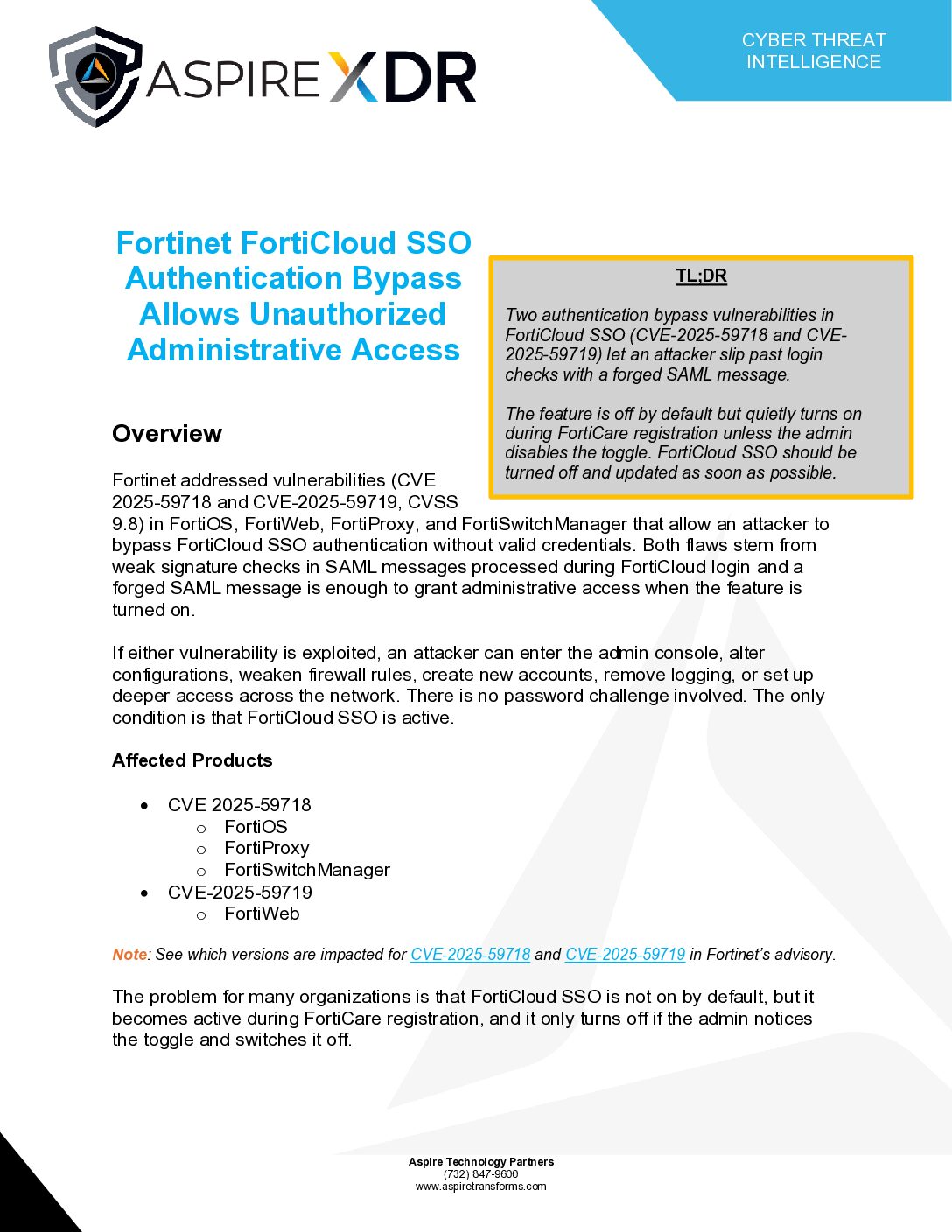 Fortinet FortiCloud SSO Authentication Bypass Allows Unauthorized ...