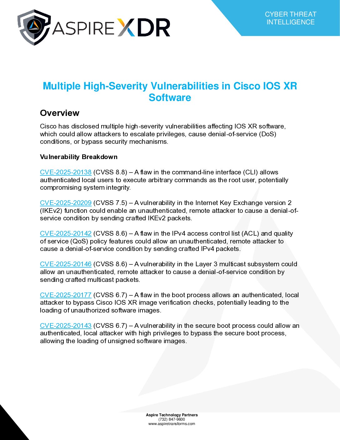 Multiple High-Severity Vulnerabilities in Cisco IOS XR Software Featured Image