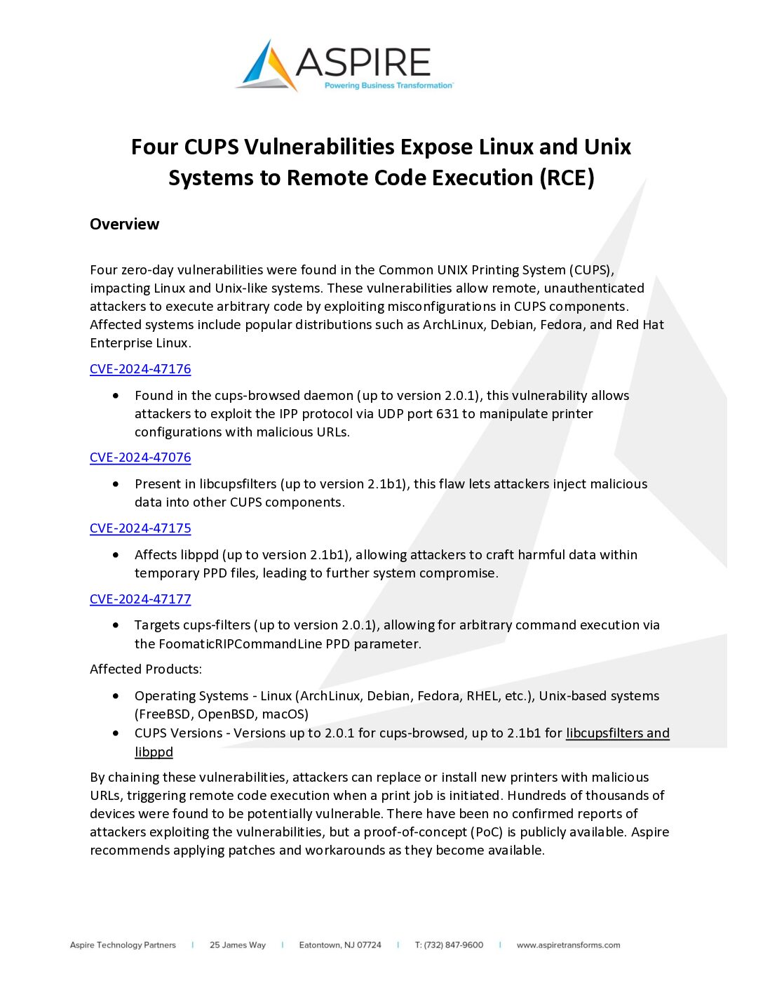 Four CUPS Vulnerabilities Expose Linux and Unix Systems to Remote Code ...