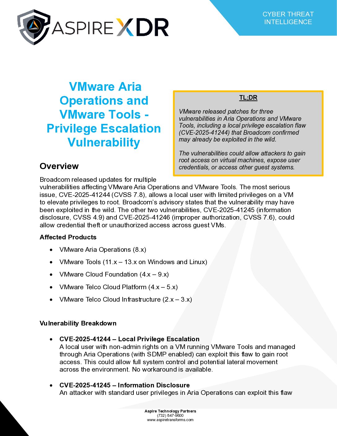 VMware Aria Operations and VMware Tools – Privilege Escalation Vulnerability Featured Image