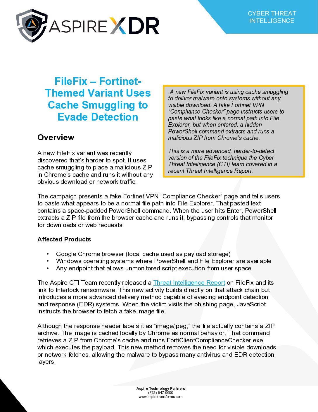 FileFix – Fortinet-Themed Variant Uses Cache Smuggling to Evade Detection Featured Image