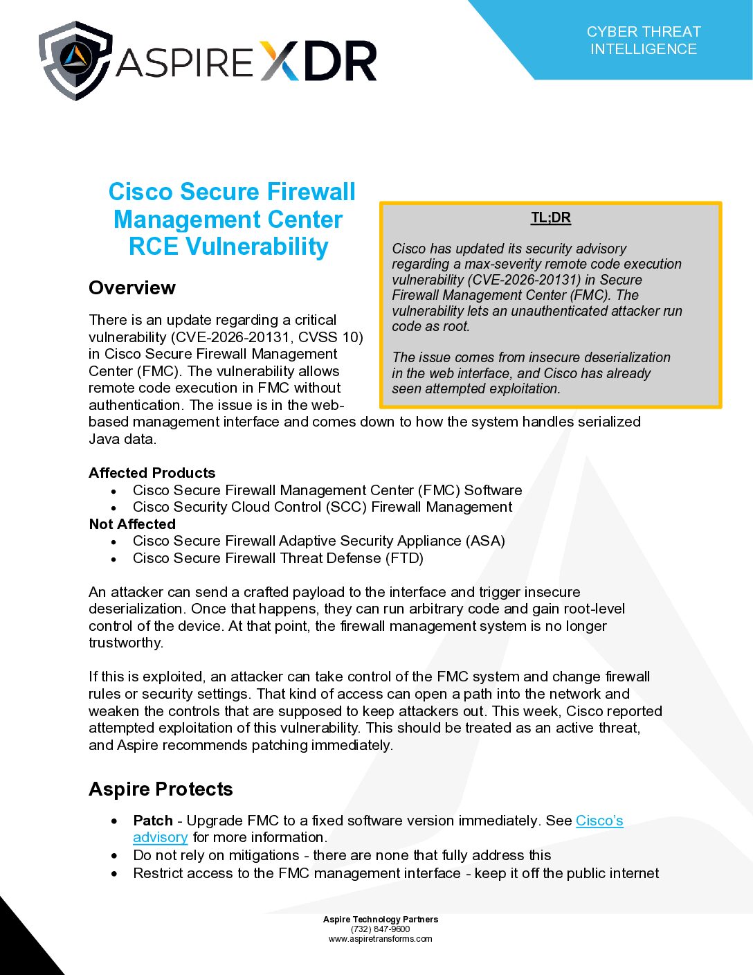 Cisco Secure Firewall Management Center RCE Vulnerability Featured Image