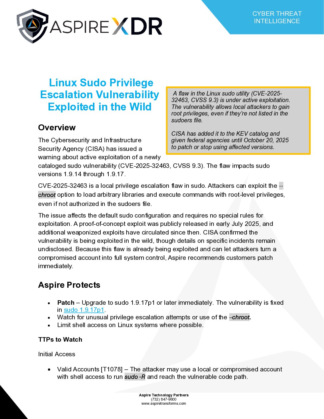 Linux Sudo Privilege Escalation Vulnerability Exploited in the Wild ...