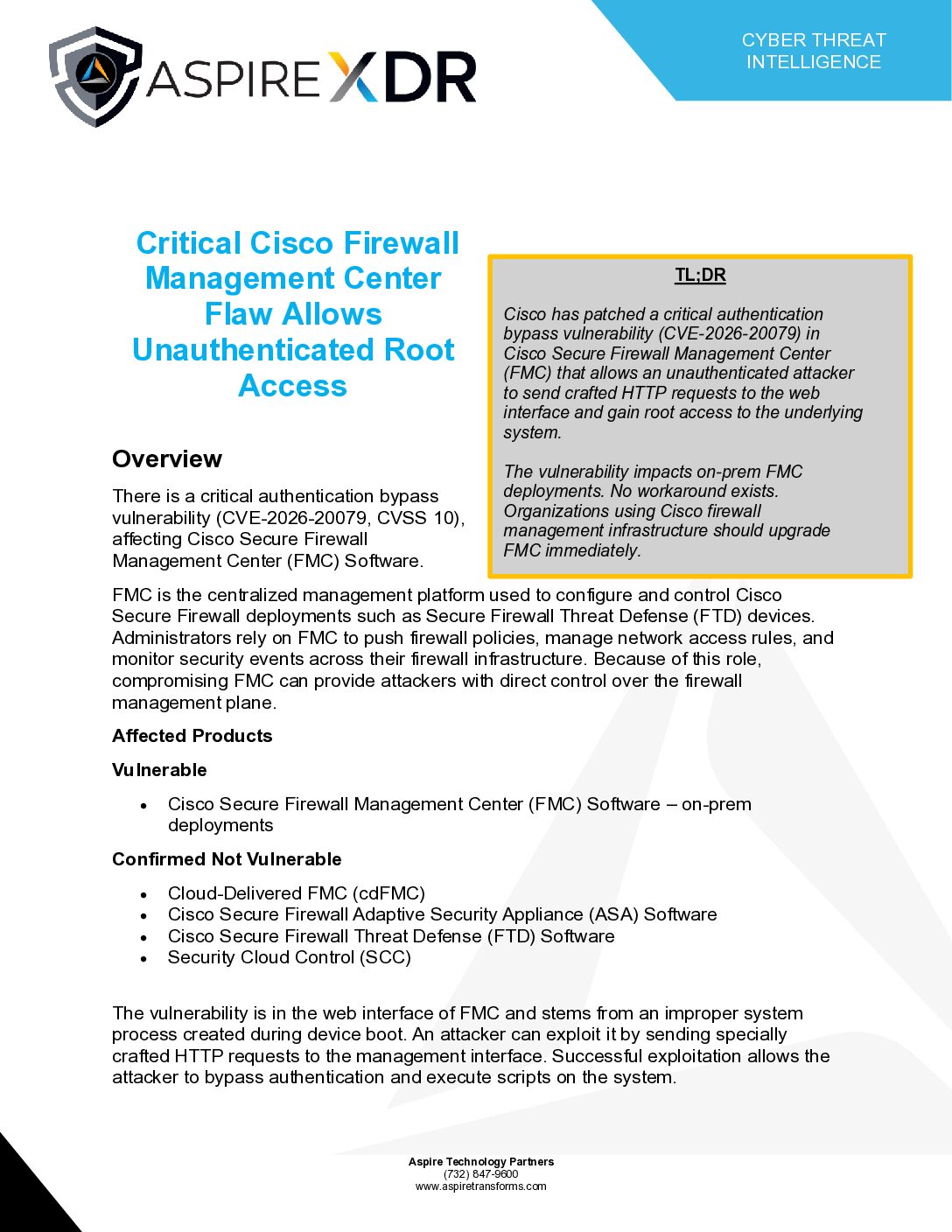 Critical Cisco Firewall Management Center Flaw Allows Unauthenticated Root Access Featured Image