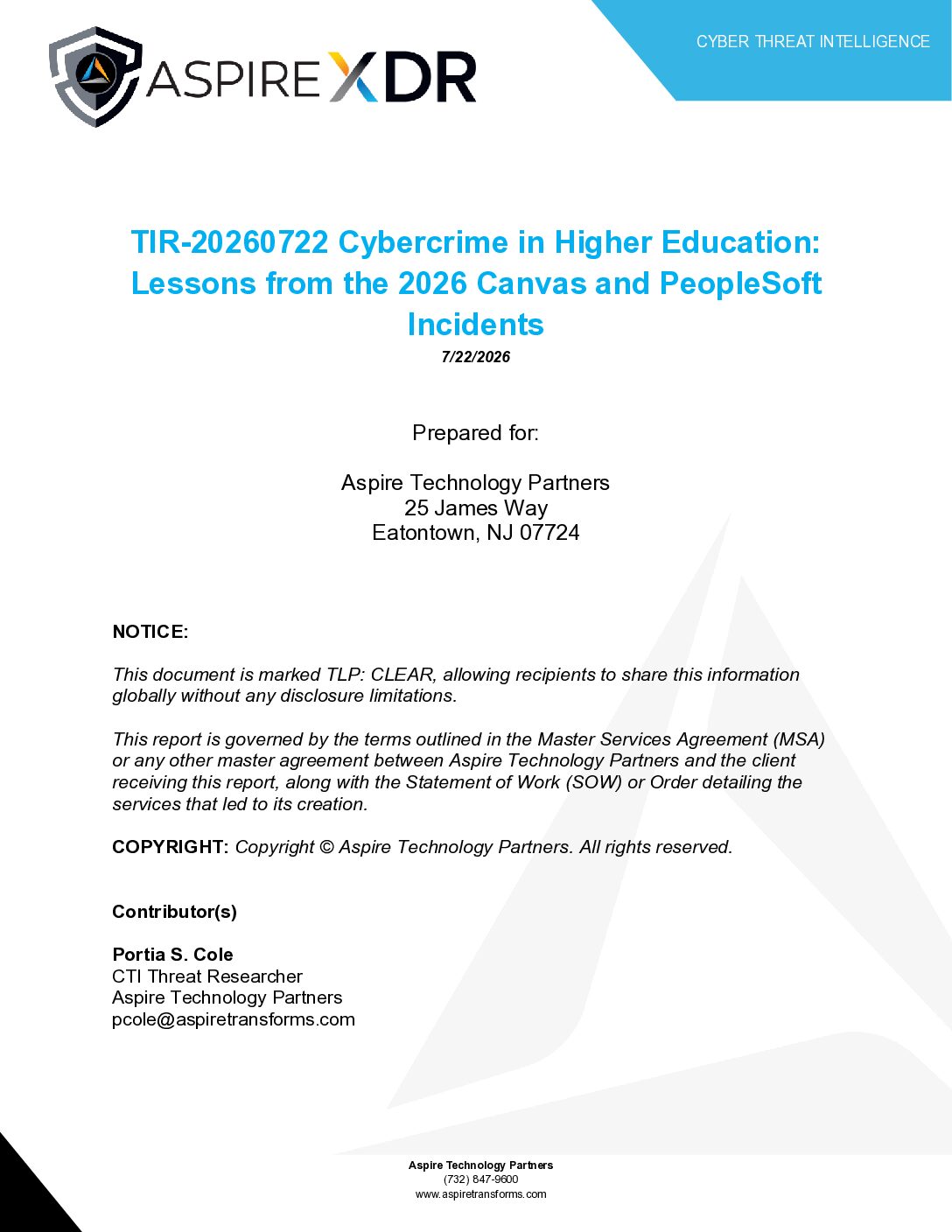 TIR-20260722 Cybercrime in Higher Education: Lessons from the 2026 Canvas and PeopleSoft Incidents Featured Image